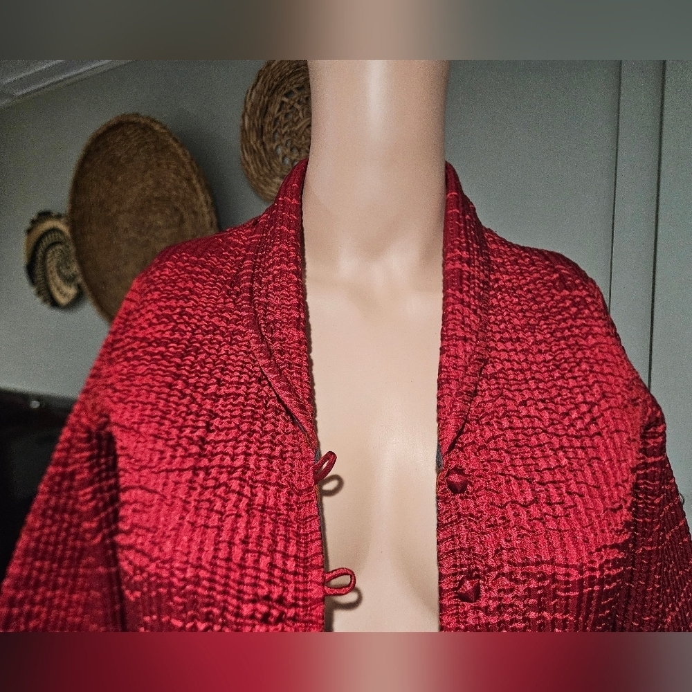 Vintage Reversible Quilted Folk Print Longline Jacket. Red/Teal Floral. XS/S - Picture 5 of 16